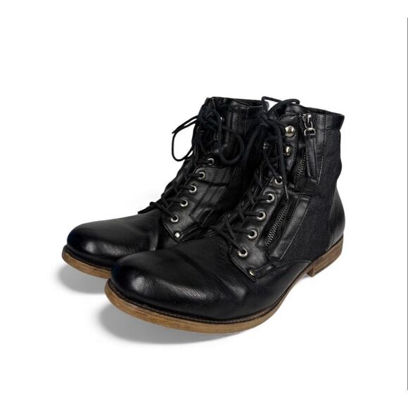 J75 by Jump Deploy Military Black Leather Combat Boots Laces Zip Rugged Men 11 main image 9